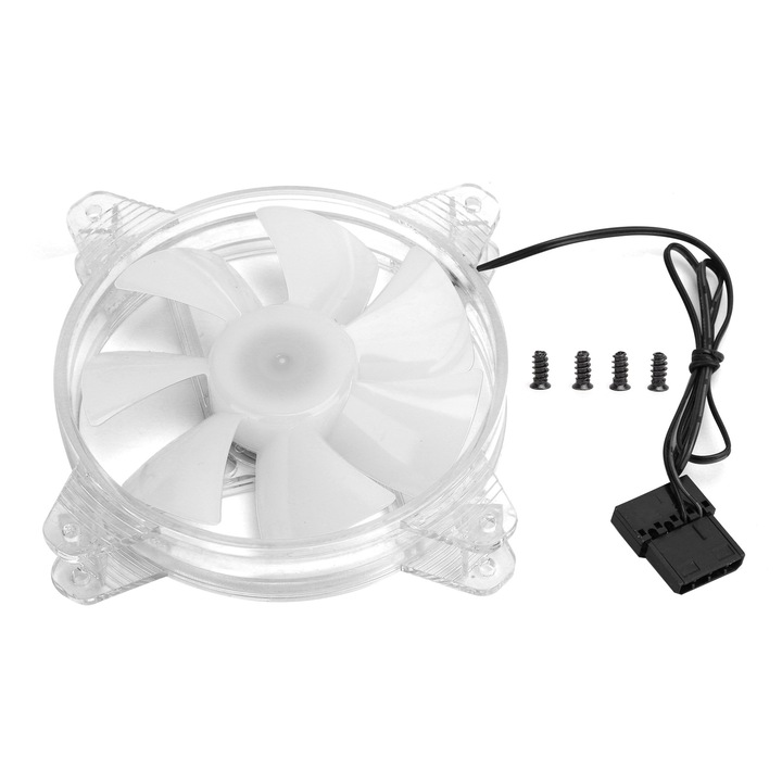 PC ventilátor 120mm, hosszú cipzáras, színes LED, 38CFM, 2-4W
