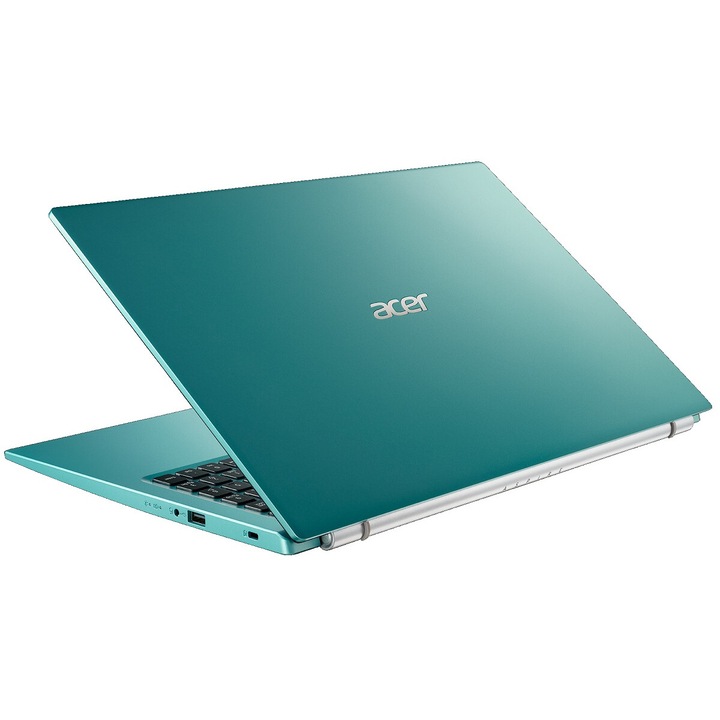 Лаптоп Acer Aspire 3 / 15 "6" FHD 1920 x 1080 / Intel Pentium Silver N6000 Quad Core / 4 GB DDR4 RAM / 128 GB PCIe NVMe SSD / Intel UHD Graphics - A315-35-P06W - Aqua Blue, Windows 11 Home, унгарска клавиатура