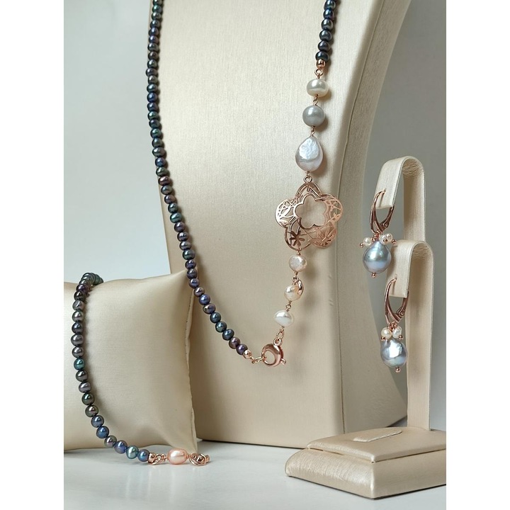 Set Fantasy din perle de cultura gri