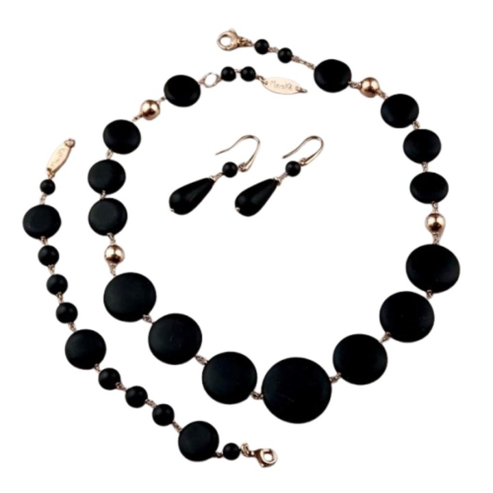 Set Timeless din agat negru satinat