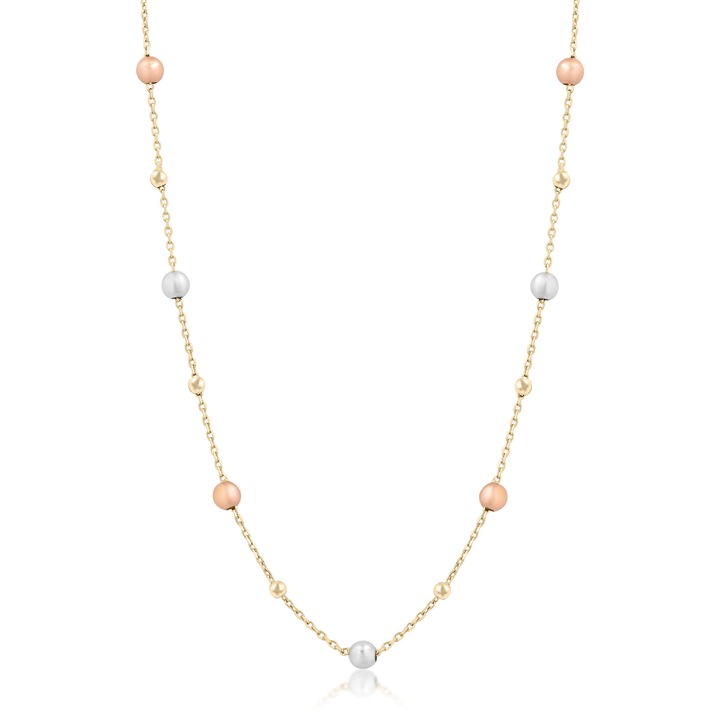Colier din Aur Galben de 18 kt cu Bile Galbene, Albe, Roz, Sandra Ferretti, 2.26 g