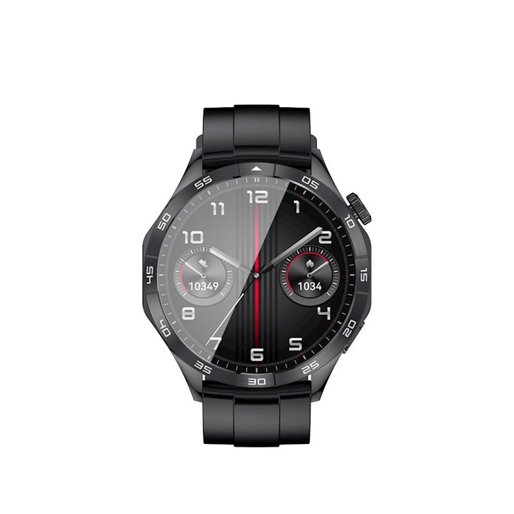 Smartwatch pentru Barbati, Display Amoled 1.43", Rezistent la apa IP68, Bluetooth 5.0, Monitorizare Activitati Fizice, Somn, Ritm Cardiac, Pedometru, Notificari, Apeluri, Negru