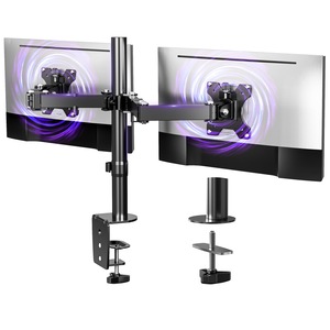 Suport monitor dublu WALALLA, ergonomic, negru, VESA 75x75mm/100x100mm, pentru ecrane de 13-27 inchi, maxim 10 kg