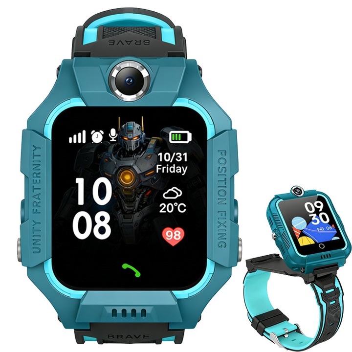 Ceas Inteligent pentru Copii cu GPS, Buton SOS, Apel Video 4G, Localizare in Timp Real, Camerala Foto HD Integrata si Impermeabil