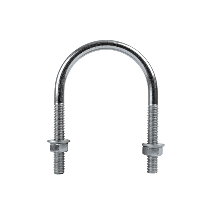 Clema rotunda M12, Dromet, metal, cu piulite si saibe 89/143, argintiu