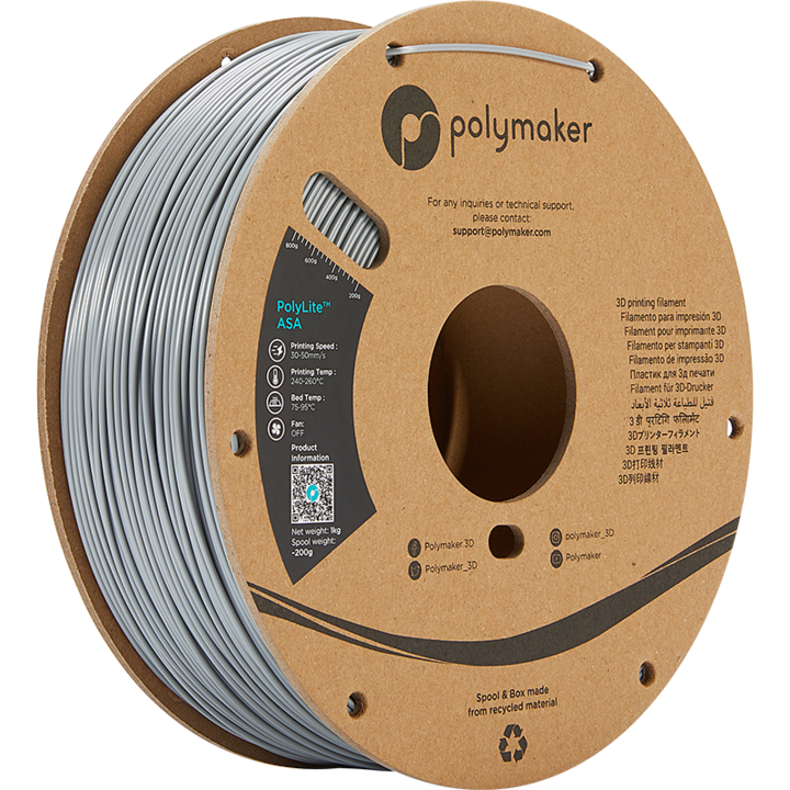 Polymaker PolyLite ASA сива нишка, за 3D принтер