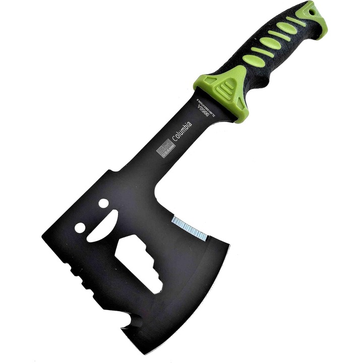 Többfunkciós fejsze, acélpenge, zöld nyél, fekete tok, 28 cm, Dalimag