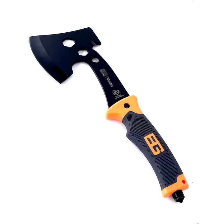 Többfunkciós fejsze, kempingezéshez, túrázáshoz, 30 cm, narancssárga, fedővel, Dactilion®