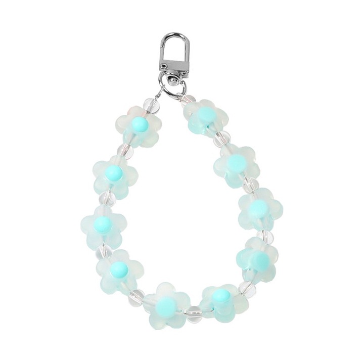 Breloc cu floare, decoratiune lanyard pentru telefon mobil, pandantiv pentru geanta, verde