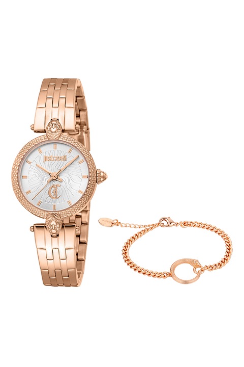 JUST CAVALLI, Set de bratara si ceas analog, Auriu rose