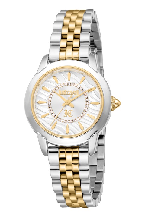 JUST CAVALLI, Двуцветен часовник от неръждаема стомана, Сребрист, Златист