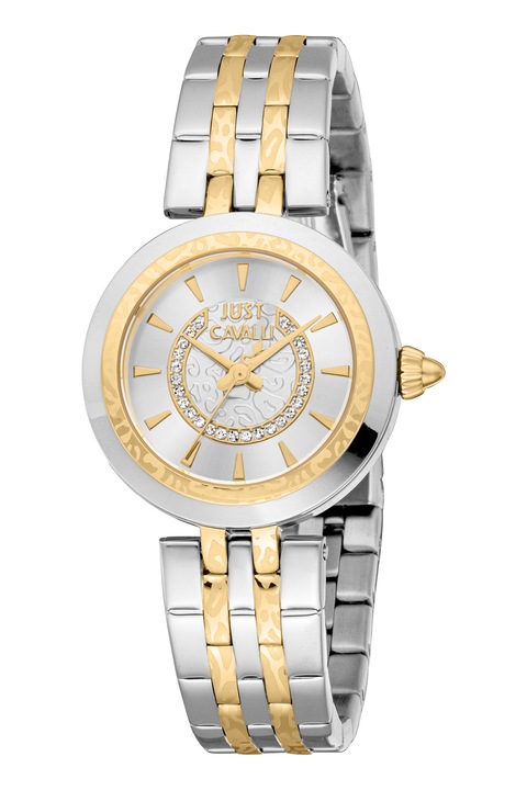 JUST CAVALLI, Ceas din otel inoxidabil cu trei indicatoare, Argintiu, Auriu