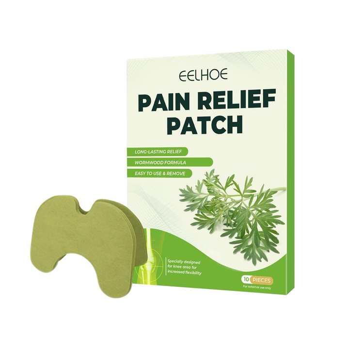 Plasturi alinare durere genunchi EELHOE, ingrediente organice, set 12 buc, pentru articulatii si ligamente, EXTRACT DE ARTEMISIA VULGARIS
