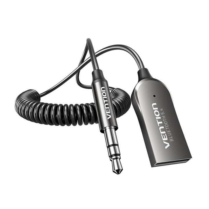 Аудио адаптер за кола VENTION, USB, Bluetooth 5.4 към AUX, 1.5m, Сив