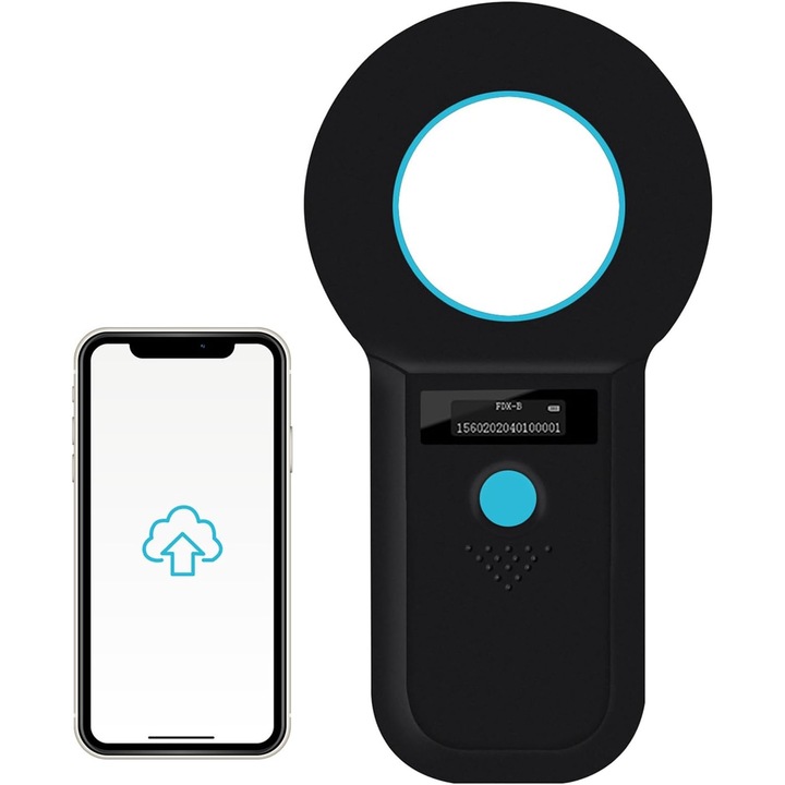 Cititor microcipuri pentru animale, WALALLA, suporta FDX-B/EMID, 128 seturi de date, negru