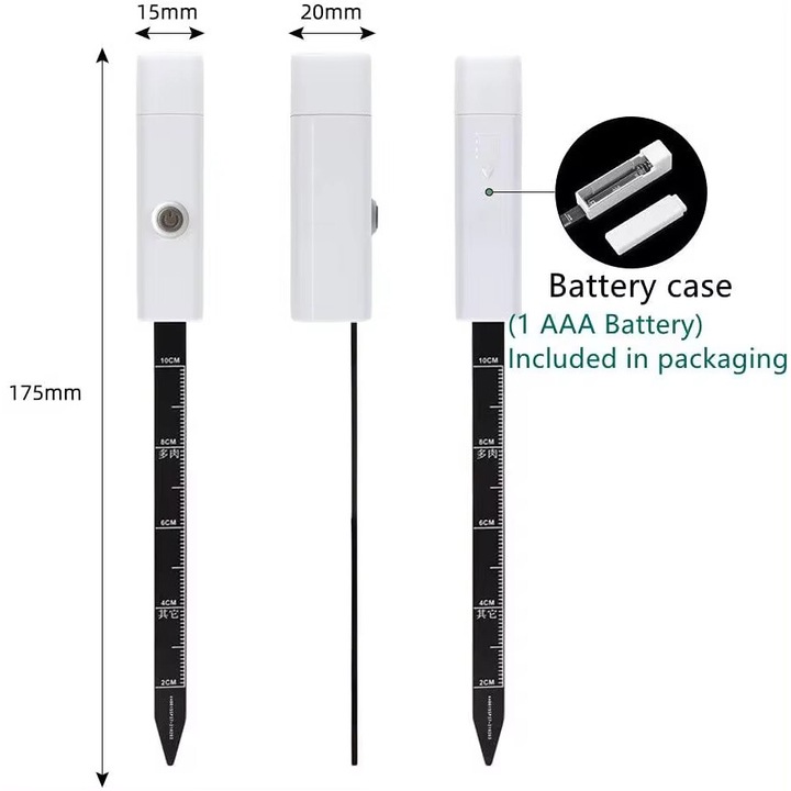 Senzor monitorizare umiditate sol plante, higrometru, inteligent, indicator LED pentru interior, alb