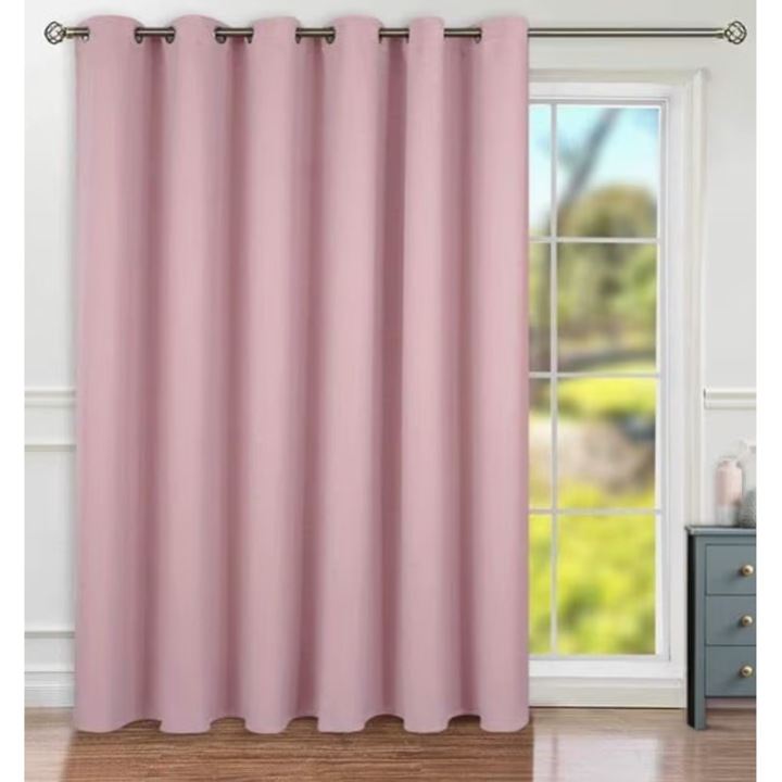 2 db PONY DANCE függöny készlet, gyűrűkkel, poliészter, átlátszatlan, 132 x 250 cm, világos rózsaszín