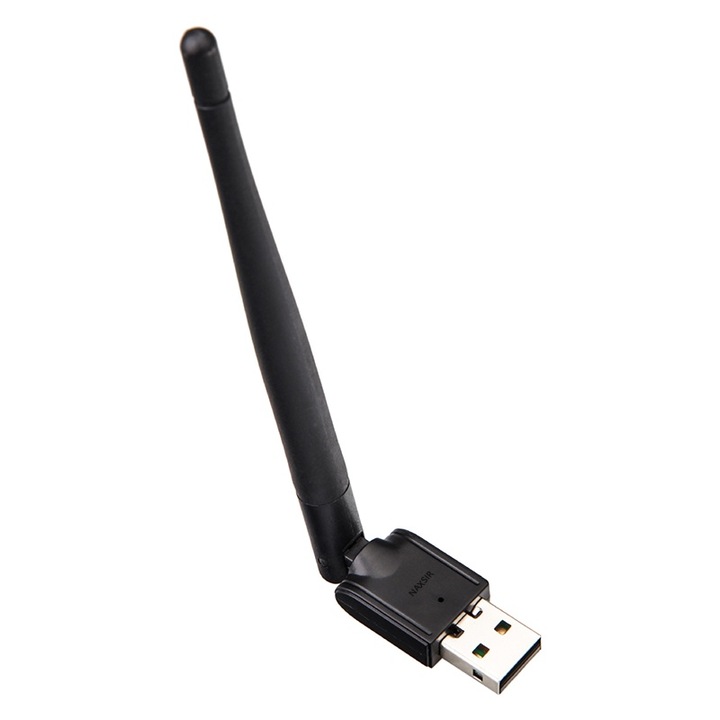 Adaptor Wireless, NAXSIR, 2.4GHz, 150 Mbps, 4 Dbi, Pentru Windows /Linux/Mac, Interfata USB, negru