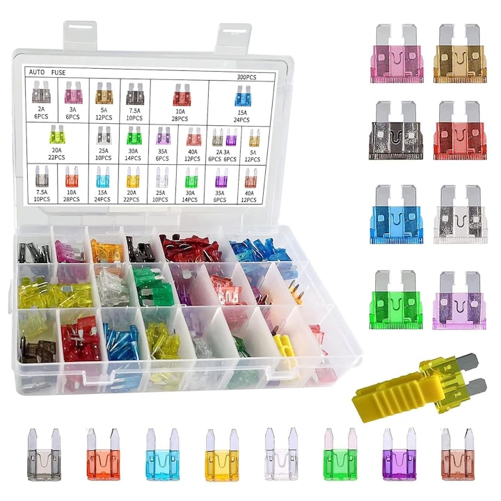 Kit de sigurante auto, Tioialz, 300pcs, aluminiu, multicolor