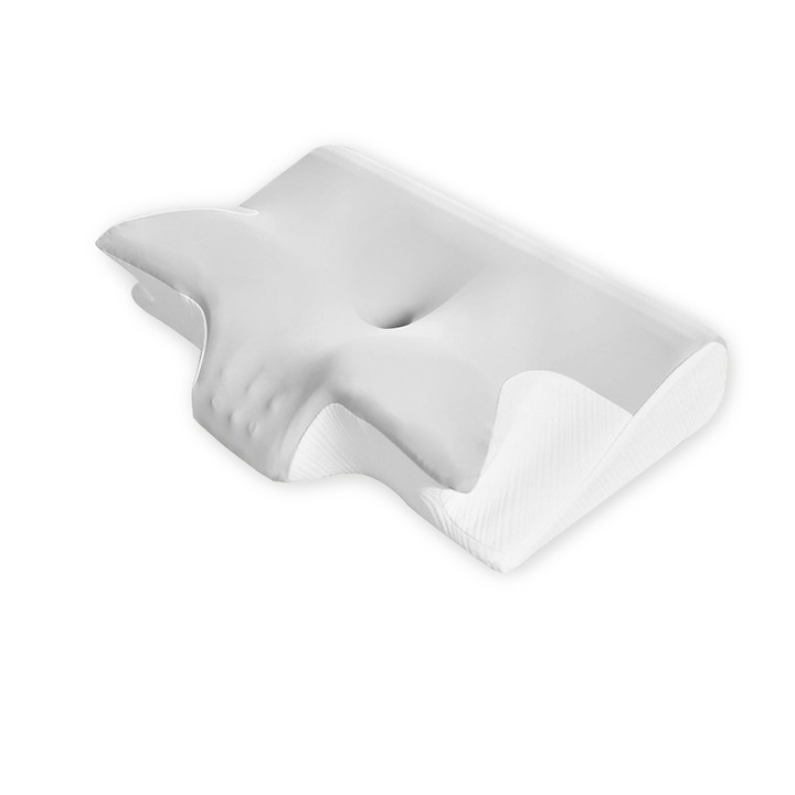 Ortopéd memóriahab párna, 60x40cm, ergonomikus kialakítás, nyakfájdalomcsillapító, fehér