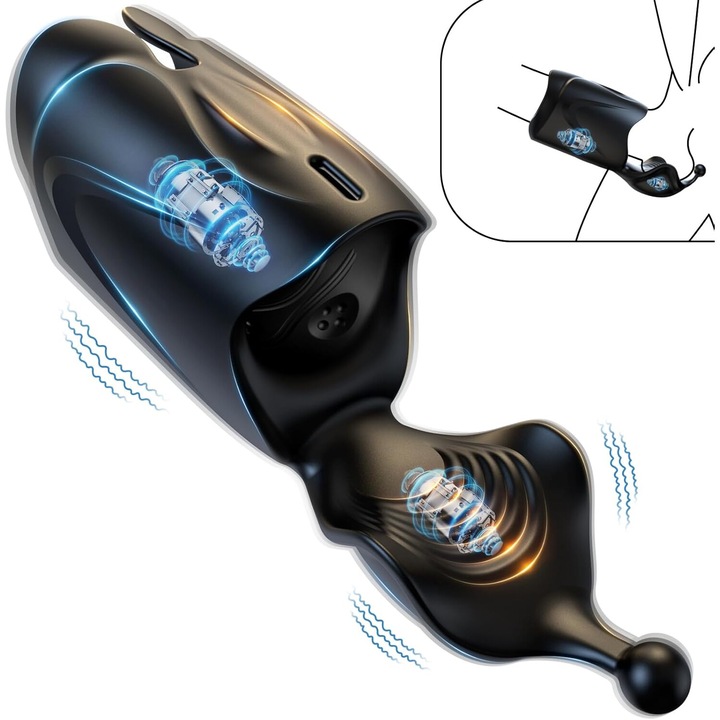 Férfi maszturbátor 2 az 1-ben, AYCYKD, vibrátor 10 üzemmóddal, puha szilikon, vízálló