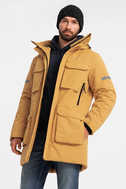 OMBRE, Geaca gluga si buzunare, Galben mustar