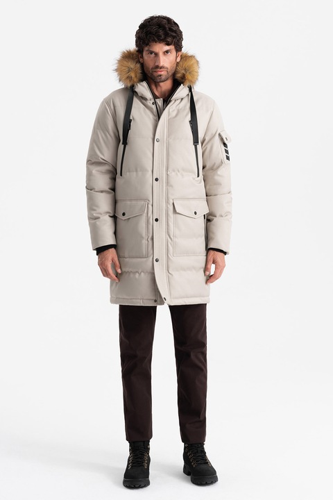 Зимно яке OMBRE, Качулка, Еко пух, XL, Ivory