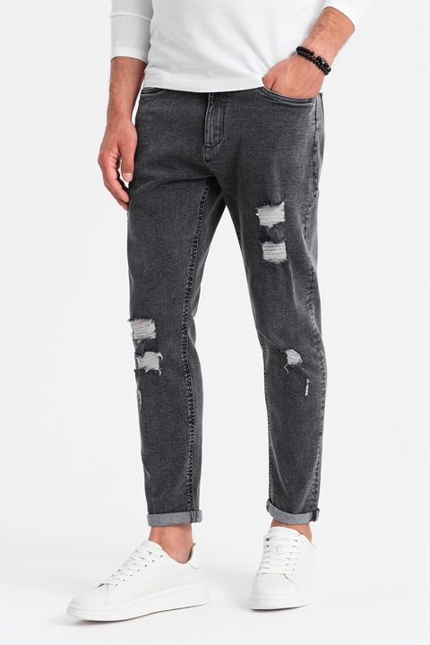 OMBRE, Дънки деграде със стеснен крачол, Меланж тъмно сиво