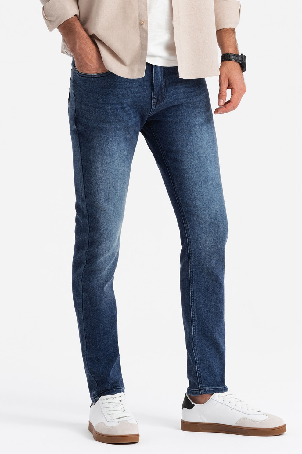 OMBRE, Blugi slim-fit, Albastru inchis, 2XL