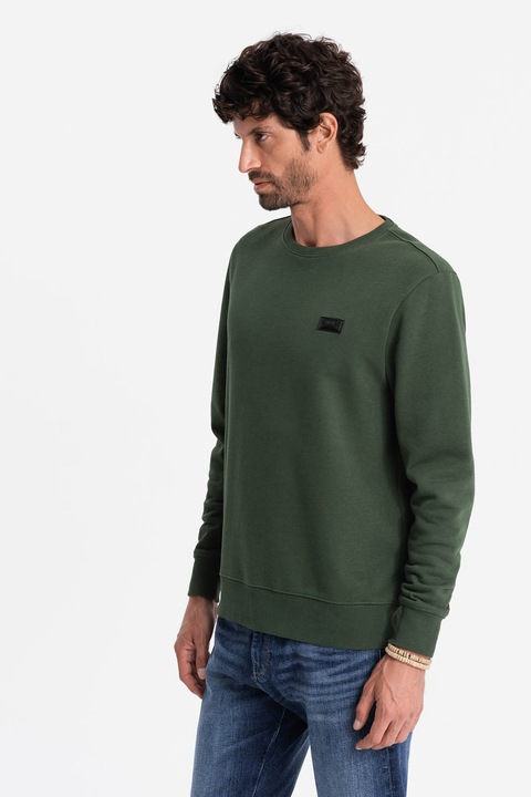 OMBRE, Суитшърт с овално деколте, Тъмнозелен