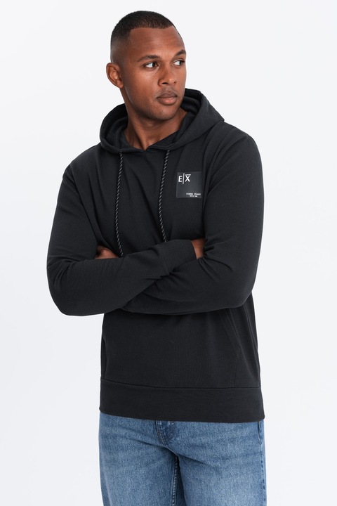 OMBRE, Hanorac din amestec de bumbac cu buzunar kangaroo, Negru