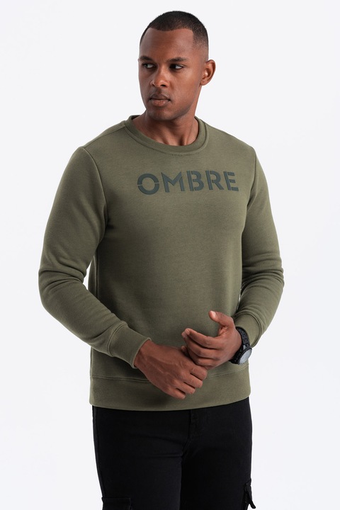 OMBRE, Суитшърт с памук с надпис, Зелени аспержи