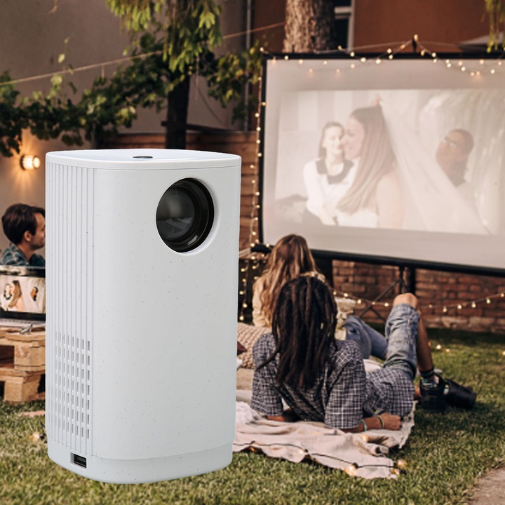 Mini videoprojektor, longziming, 1080P, 16-100 hüvelyk, fehér, 150x85x81mm