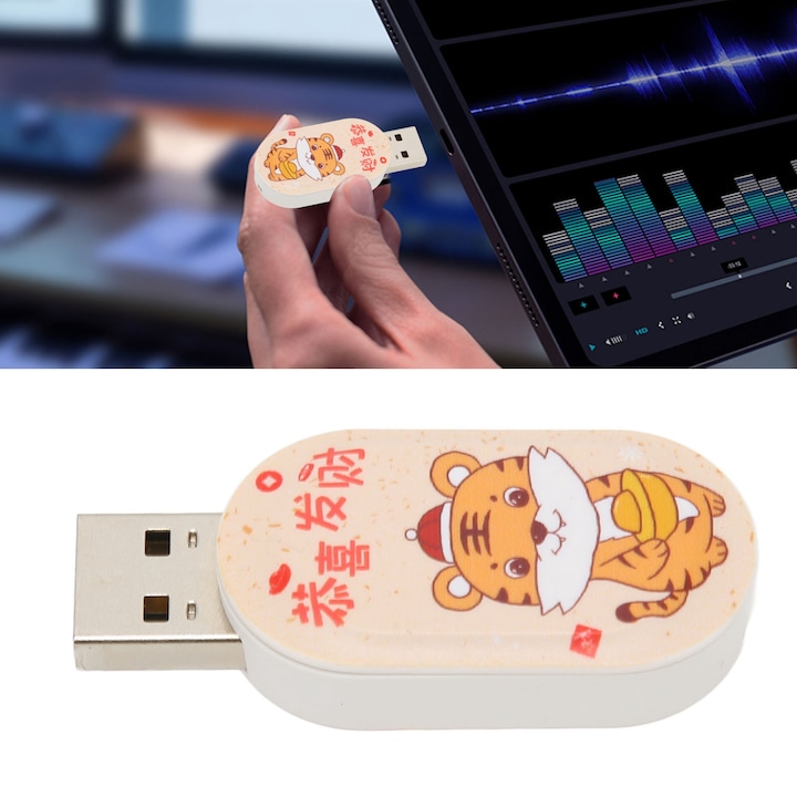 USB флаш устройство с анимационен мотив, сладък животински мотив, защита от електромагнитни смущения, U диск с памет, желая ви просперитет и богатство, 64GB