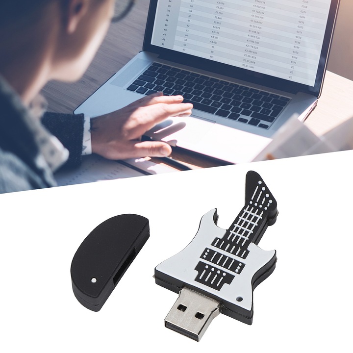 USB flash meghajtó aranyos rajzfilm miniatűr gitár alakú hordozható tároló memóriakártya 2GB