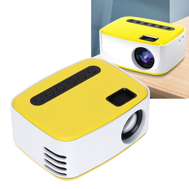 Longziming hordozható videoprojektor, 1920x1080 felbontás, 16-110 hüvelyk, WiFi, manuális vezérlés, méretek 11,4x9,1x5,1 cm