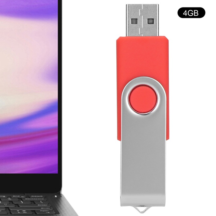 USB флаш памет Longziming 4GB, червена, метална + ABS, USB 2.0, преносима