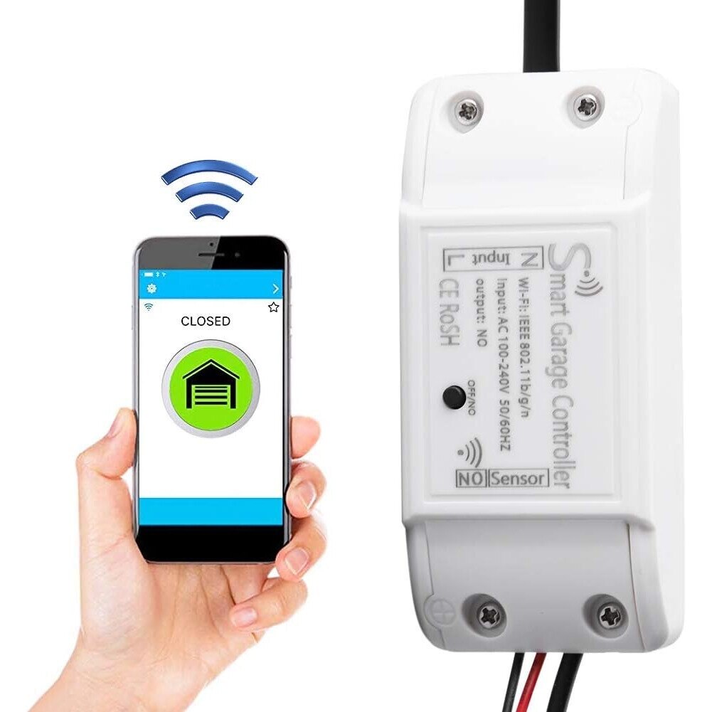 Deschizator inteligent de usa de garaj, Controlul aplicatiei pentru smartphone, compatibil cu Amazon Alexa, Google Assistant si SmartThingsi, comanda vocala/telecomanda, inchidere automata, cu cronometru