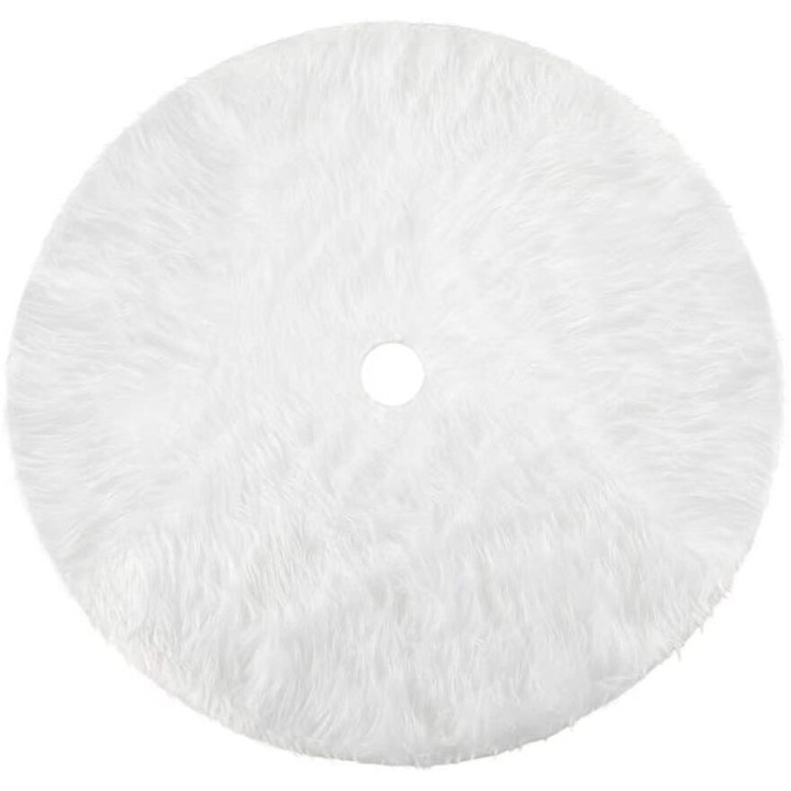 Килимче за елха, 90 см, бяла изкуствена кожа, празнична украса