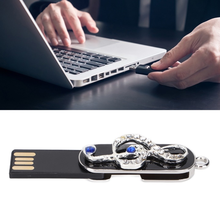 Jormftte 64 GB-os USB flash meghajtó, fém, fekete, bővített kompatibilitással
