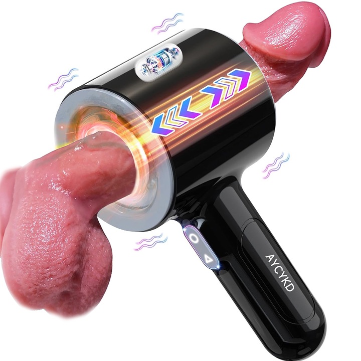 Masturbator Automat Pentru Barbati, AYCYKD, Jucarii Sexuale 7 Moduri de Vibratie si 7 Moduri de impingere, Masturbatorul Electric Textura Realista, Vaginal Efect de Suctie si Stimulare Orala, Rezistent la Apa, Usor de Curatat