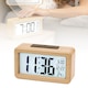 Ceas Desteptator, Ceas Desteptator Digital cu Afisaj Timp/Temperatura/Umiditate, Luminozitate Ajustabila, Ecran LED, Afisaj Digital, 2 Moduri de Afisare, Lemn, Culoarea Iemnului