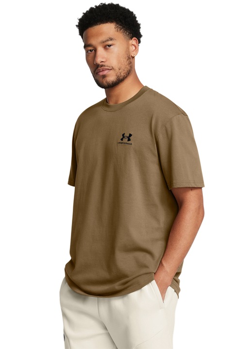 Under Armour, Тениска Heavyweight с овално деколте, Коняк кафяв