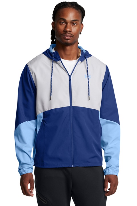 Under Armour, Jacheta pentru antrrenament Legacy Windbreaker, Albastru glaciar/Alb murdar/Albastru deschis