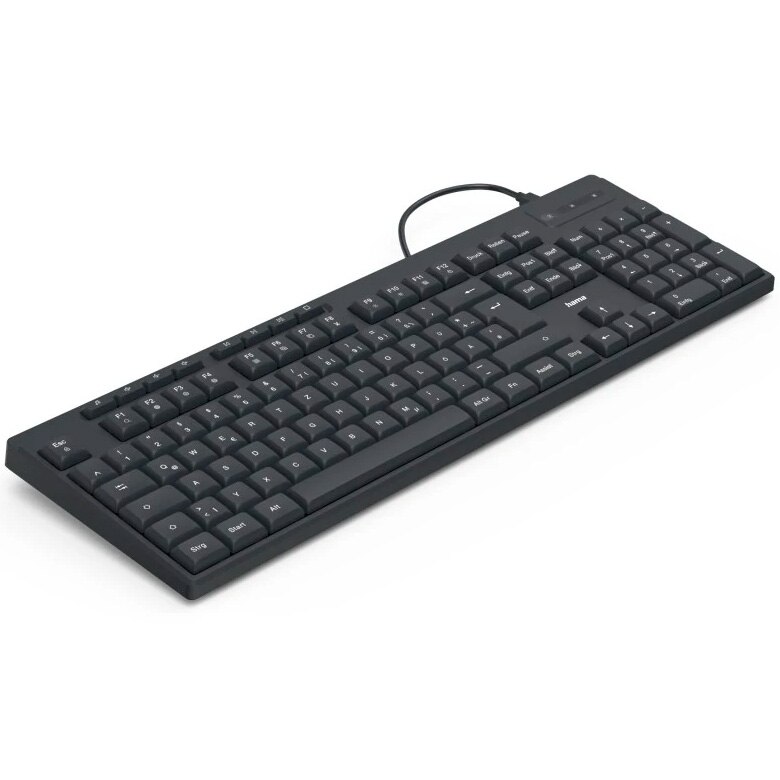 Hama CK-200 Bekabeld Toetsenbord - QWERTZ, Stille Toetsen, AI-assistent Knop, Afneembare Kabel - Wit, Plug & Play