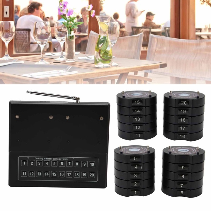 Sistem de apelare fara fir 1 pana la 20 20 de canale Plug and Play Sisteme de paginare pentru restaurante pentru magazine de pizza 100 pana la 240 V Priza AU