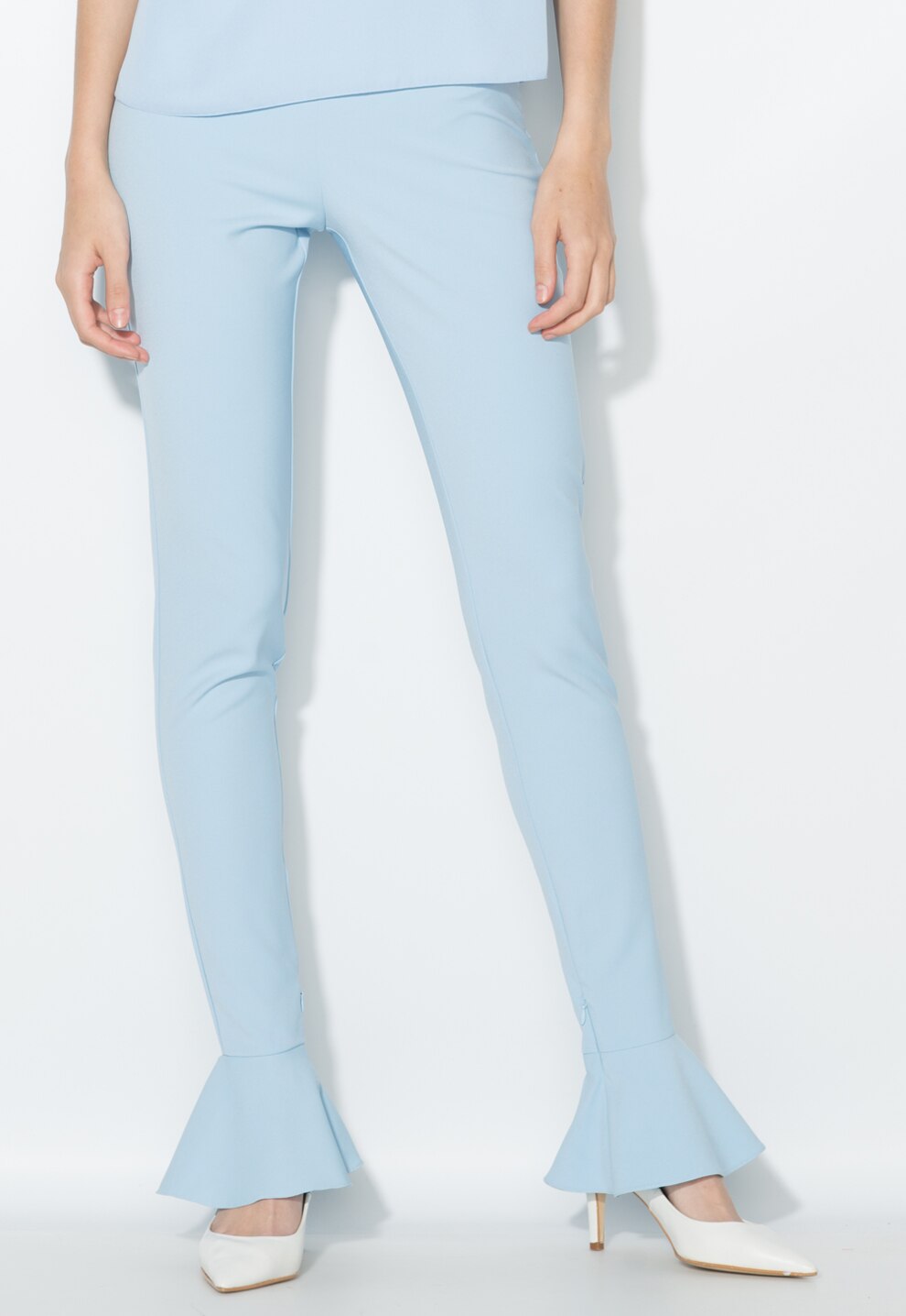 Zee Lane Collection Pantaloni bleu cu terminatii cu volane 42