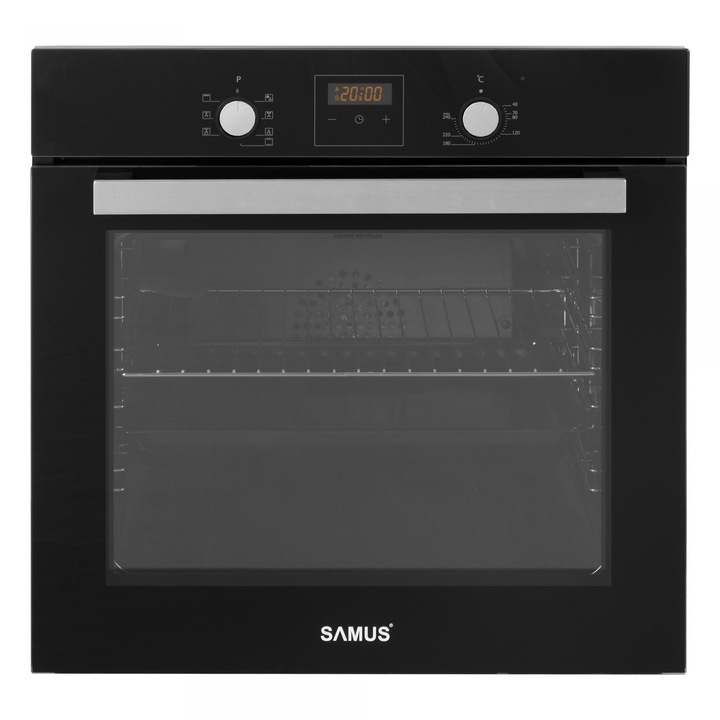 Cuptor incorporabil Samus SC639CEGV, 62 L, 6 functii, 2200 W, Clasa energetica A, Negru