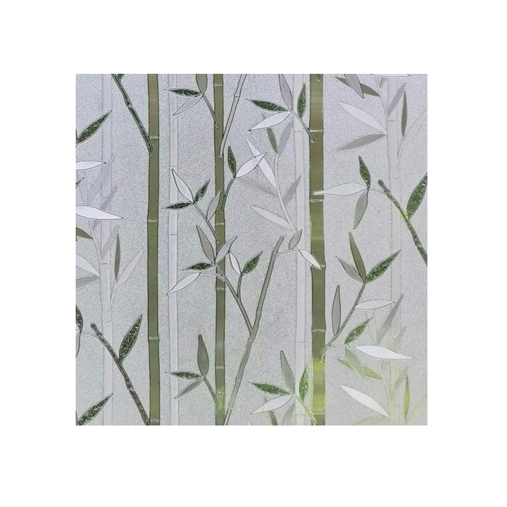 Folie protectie ferestre, PVC, Reutilizabila, Non-adeziva, 45x200cm，Model de bambus
