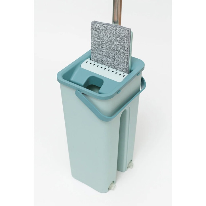 Set mop cu galeata si 3 carpe din microfibra, Idema, curatare umeda, plastic/metal